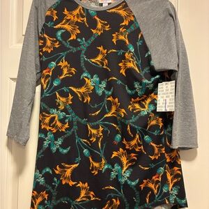 LulaRoe Randy Floral pattern with Grey sleeves NWT Size L